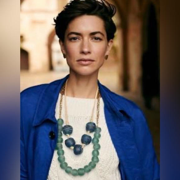 Banana Republic Jewelry - NWT Banana Republic Aegean Indigo Blue Aqua Glass Necklace